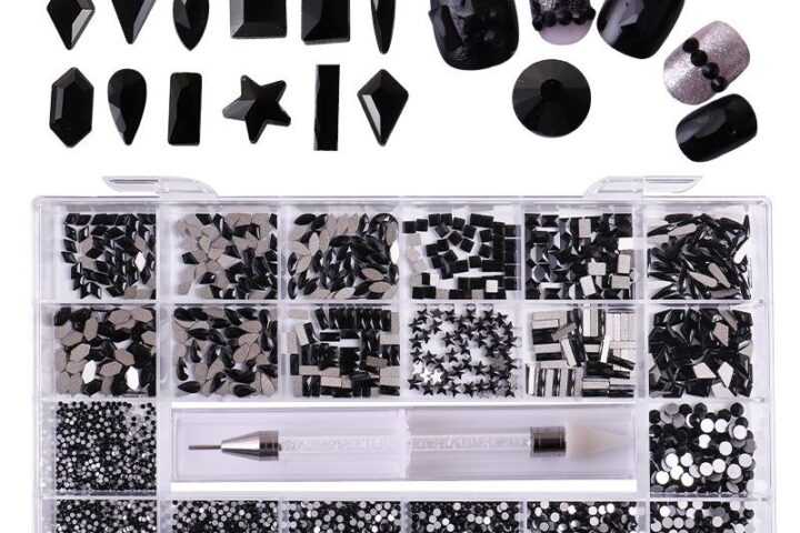 Black Nail Rhinestone Set for Repairing Sparse Nails