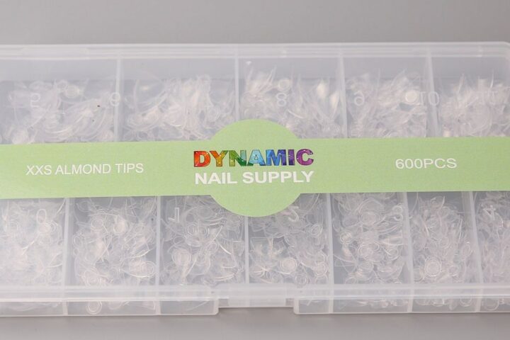 Extra Short Almond Nail Tips: 600pc Half-Cover Box