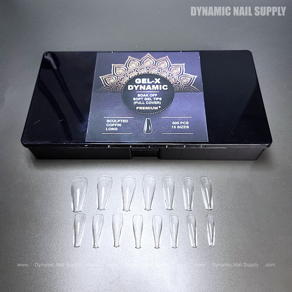 Long coffin Gel-X full cover tips - 3