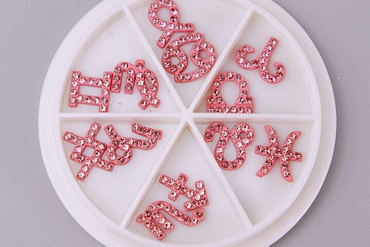 Pink Zodiac Nail Charms for Seasonal Rhinestone Manicures
