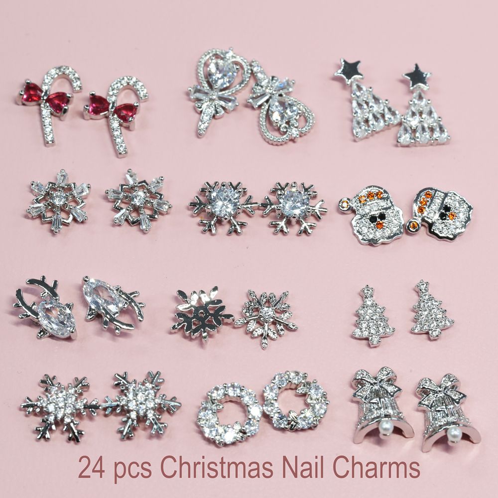 silver Christmas nail charms set - 2