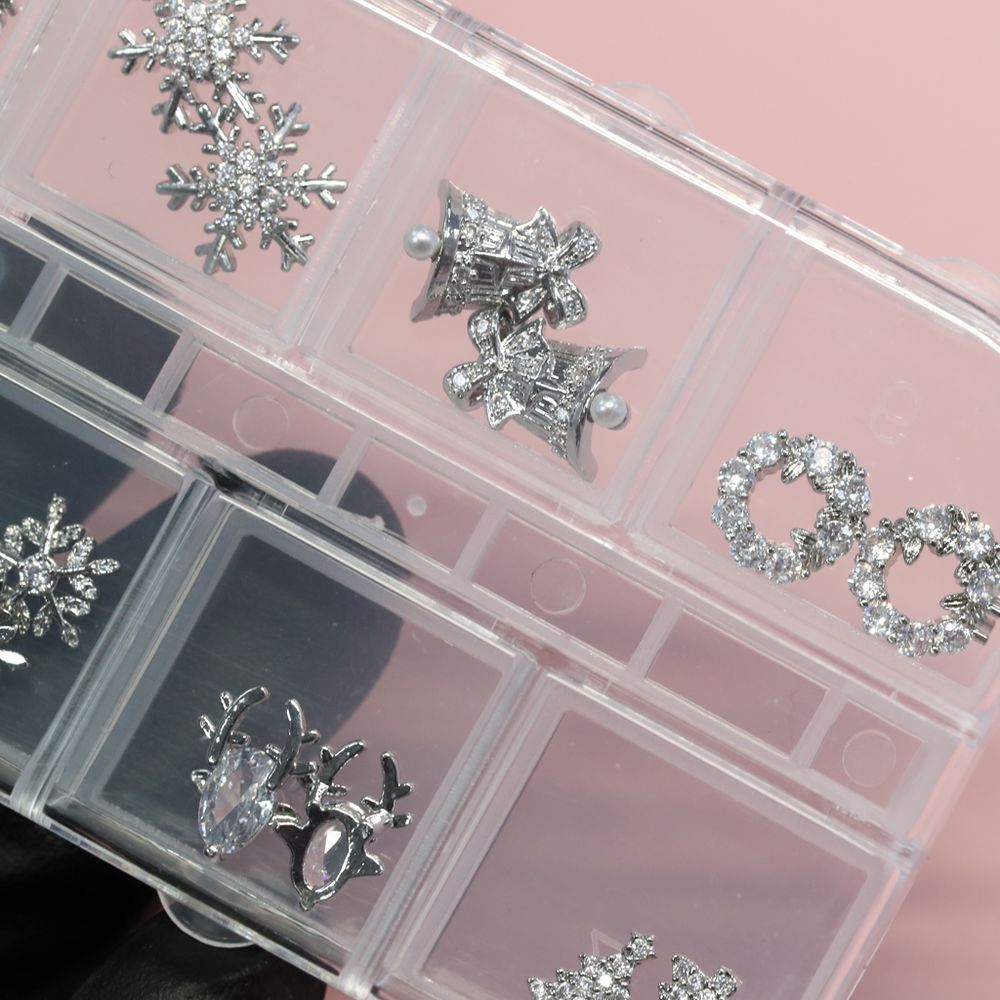 silver Christmas nail charms set - 3