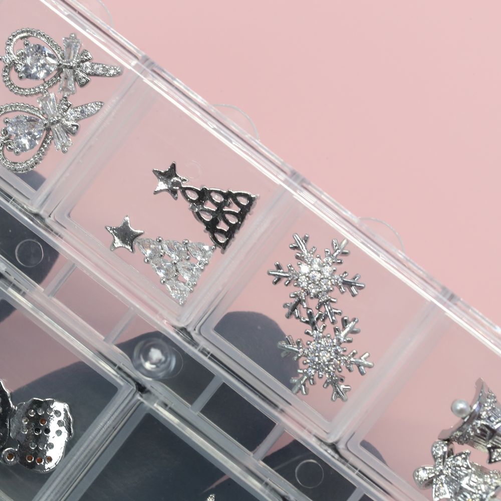 silver Christmas nail charms set - 4