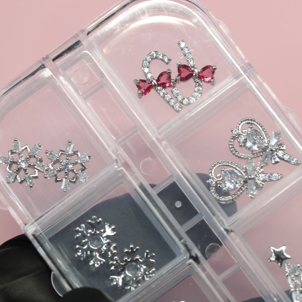 silver Christmas nail charms set - 5